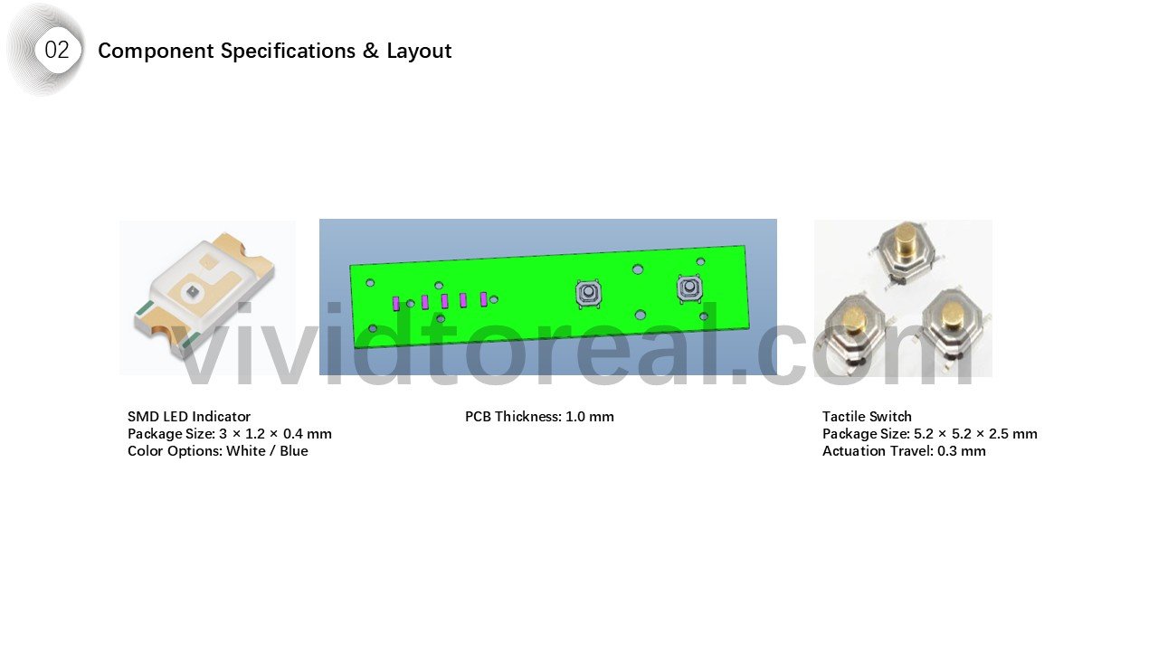 PCBA and Switch Dimensions